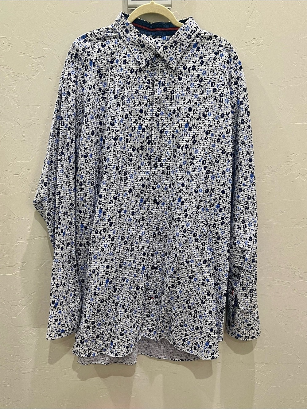 Visconti Black Shirt Mens 3XLT Tall Blue Floral Button Up